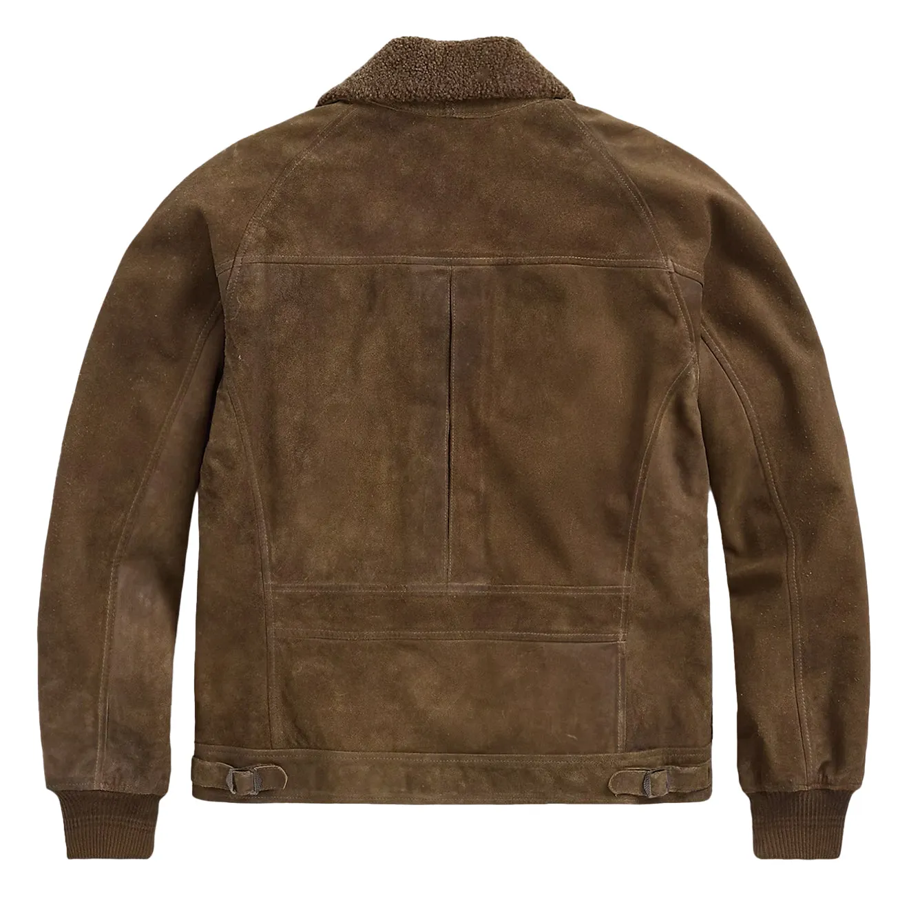 RRL Von Ralph Lauren Schaffell-verbrämte Wildlederjacke im Vintage-Braun