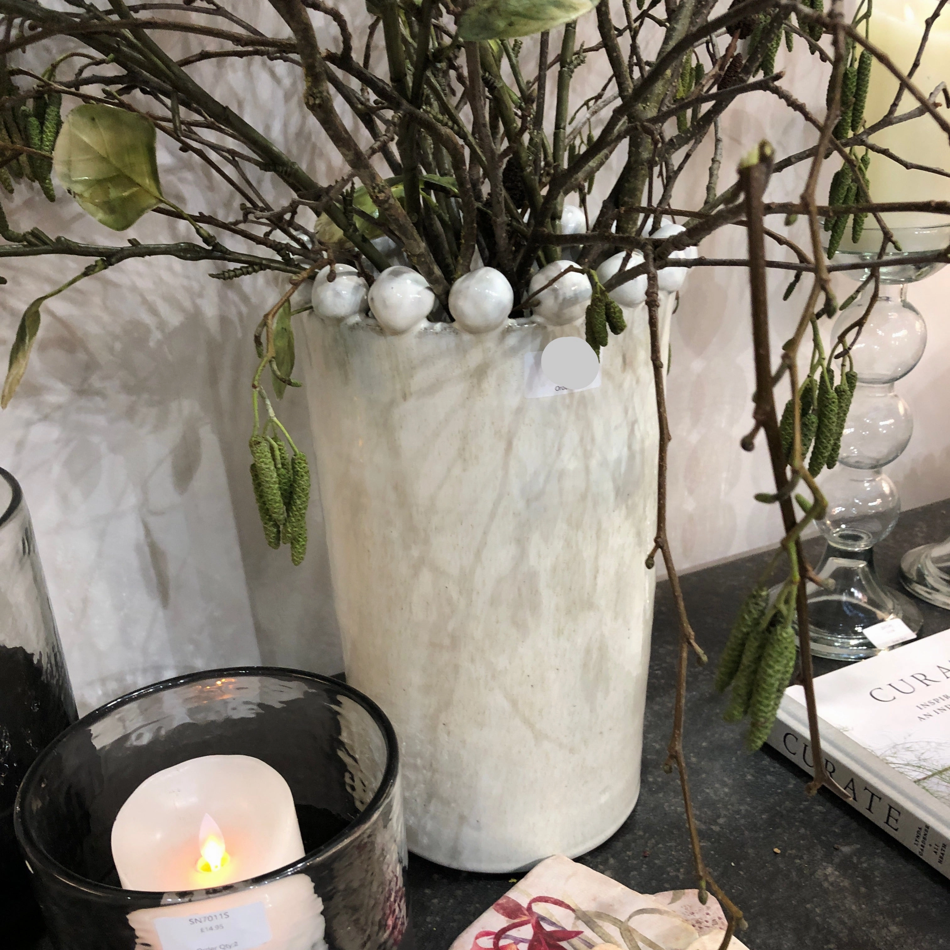 Rustic Bobble Top Vase 34cm