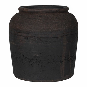 Rustic Charcoal Vase 26cm,hand-painted ceramic vase