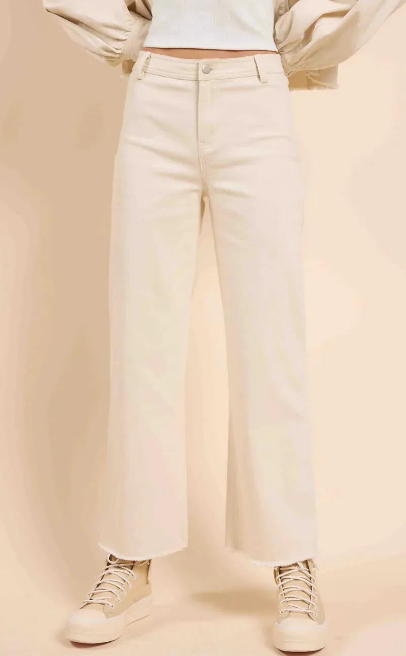 Sadie und Sage Weite Beine Klare Augen Creme Denim