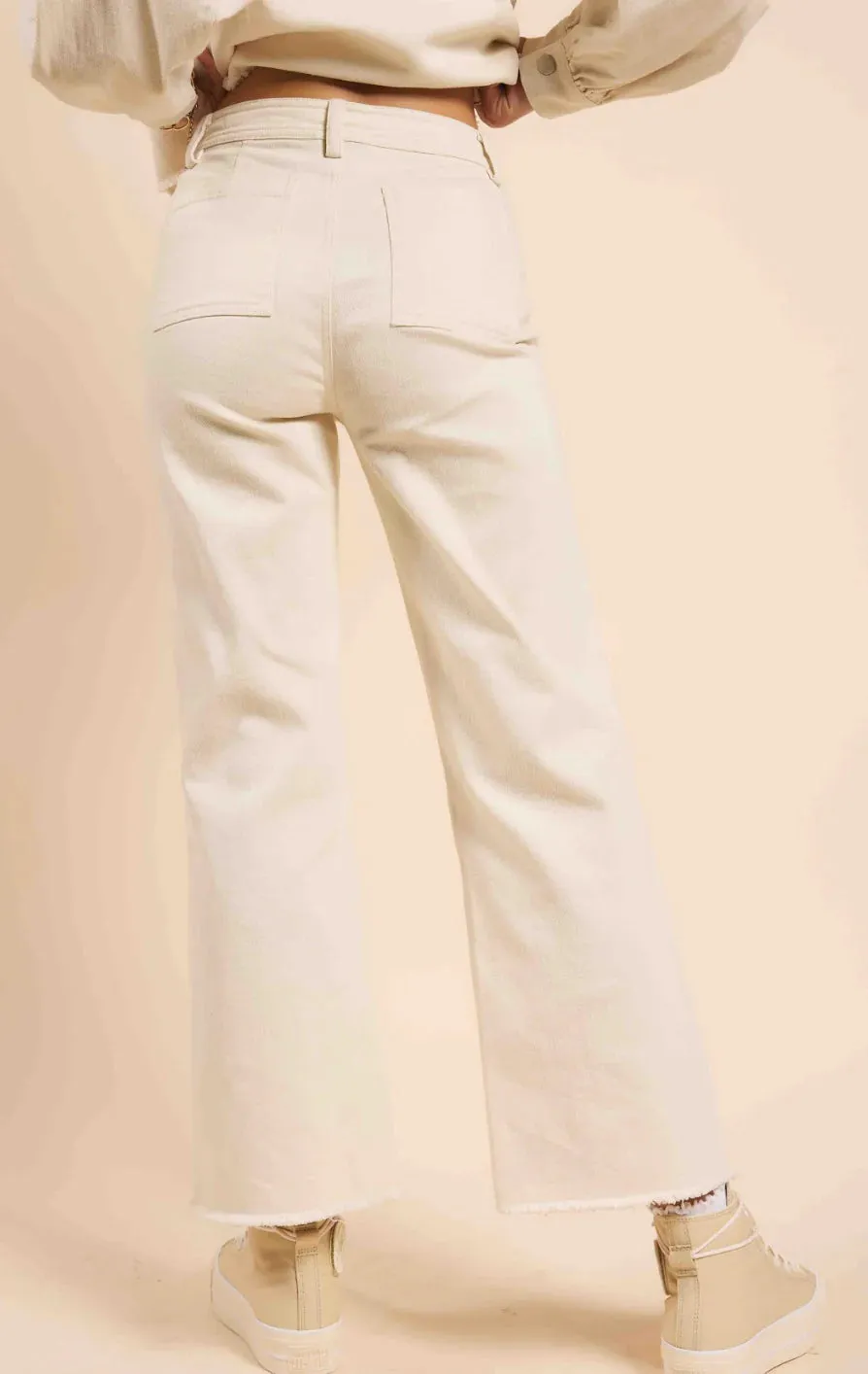 Sadie und Sage Weite Beine Klare Augen Creme Denim