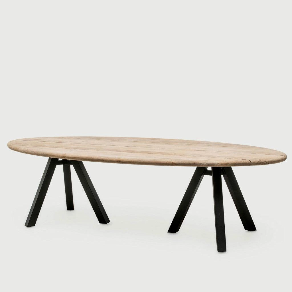 Samuel Reclaimed Teak Wood Oval Dining Table