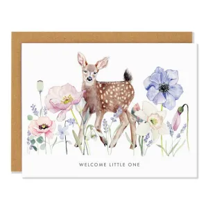 Sarah Voyer Paper - Little Fawn Baby Card,faux bloom stem 