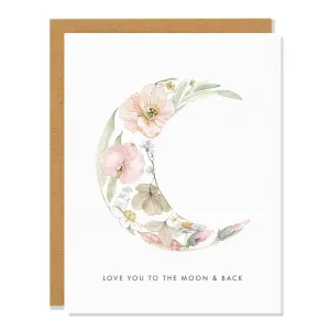 Sarah Voyer Paper - Moon & Back - Love Greeting Card,faux bloom stem 