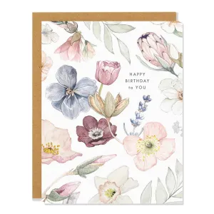 Sarah Voyer Paper - Pastel Birthday Greeting Card,faux bloom stem 