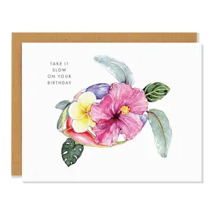 Sarah Voyer Paper - Turtle Birthday Greeting Card,faux bloom stem 