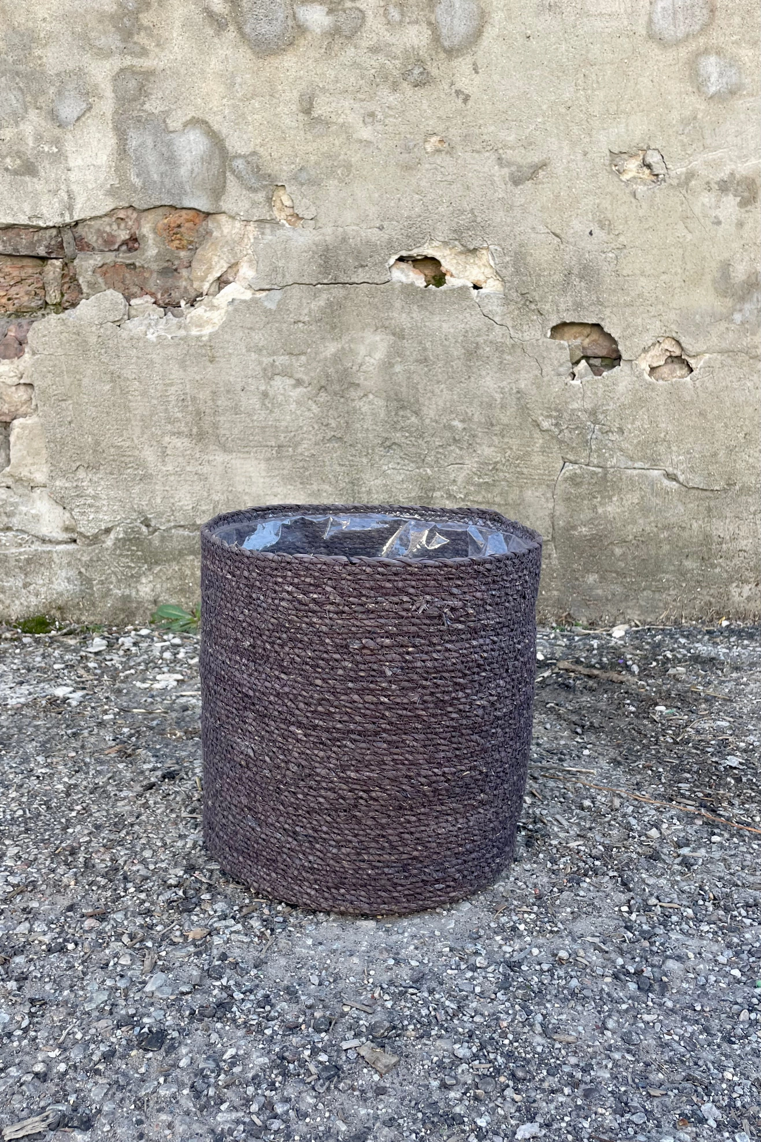 Seagrass Basket with Liner 10" Black,indoor flower container
