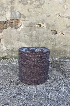 Seagrass Basket with Liner 10" Black,indoor flower container