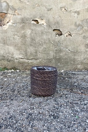 Seagrass Basket with Liner 4.75" Black,indoor flower container