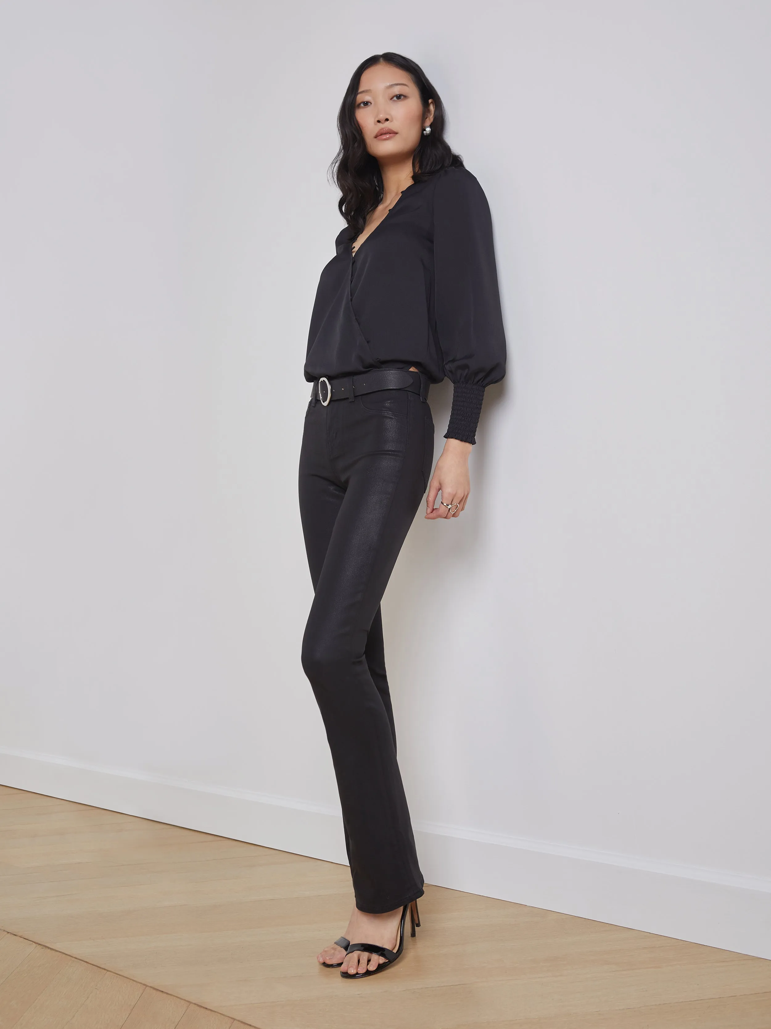 Selma Bootcut-Jeans mit Beschichtung
