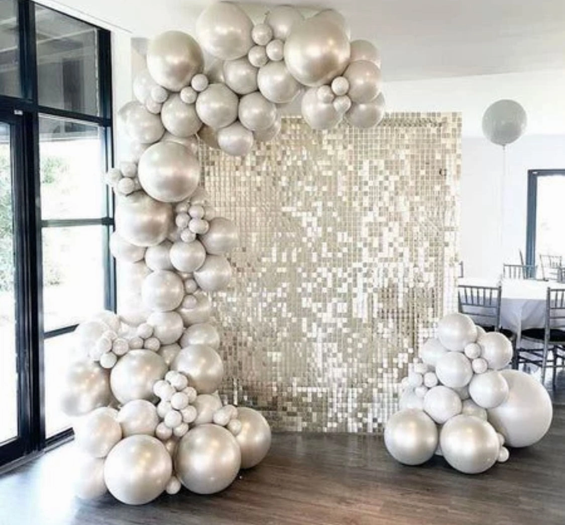 Sequin Backdrop Panel 12??x12?? Pearl White Mata artificial flower bouquet  