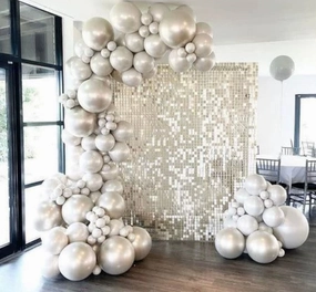 Sequin Backdrop Panel 12??x12?? Pearl White Mata artificial flower bouquet  