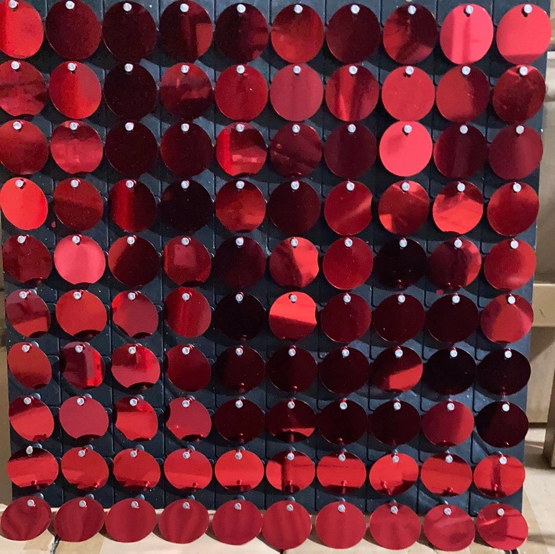 Sequin Backdrop Panel 12x12 red Mat realistic flower bouquet  