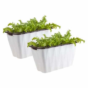 Set of 2 x 35cm White Rectangular Outdoor Planter,flowerpot set decor