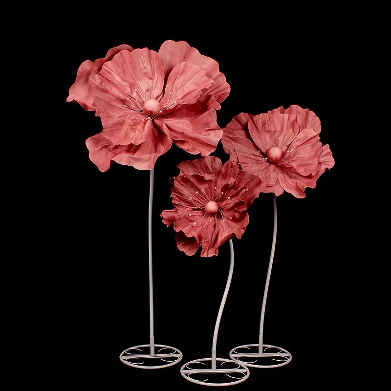 Set of 3 Giant Single stem rose artificial foam flower realistic flower bouquet  