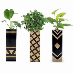 Set of 3 Tribal Print Magnetic Hydroponic Planter,classic ceramic flowerpot