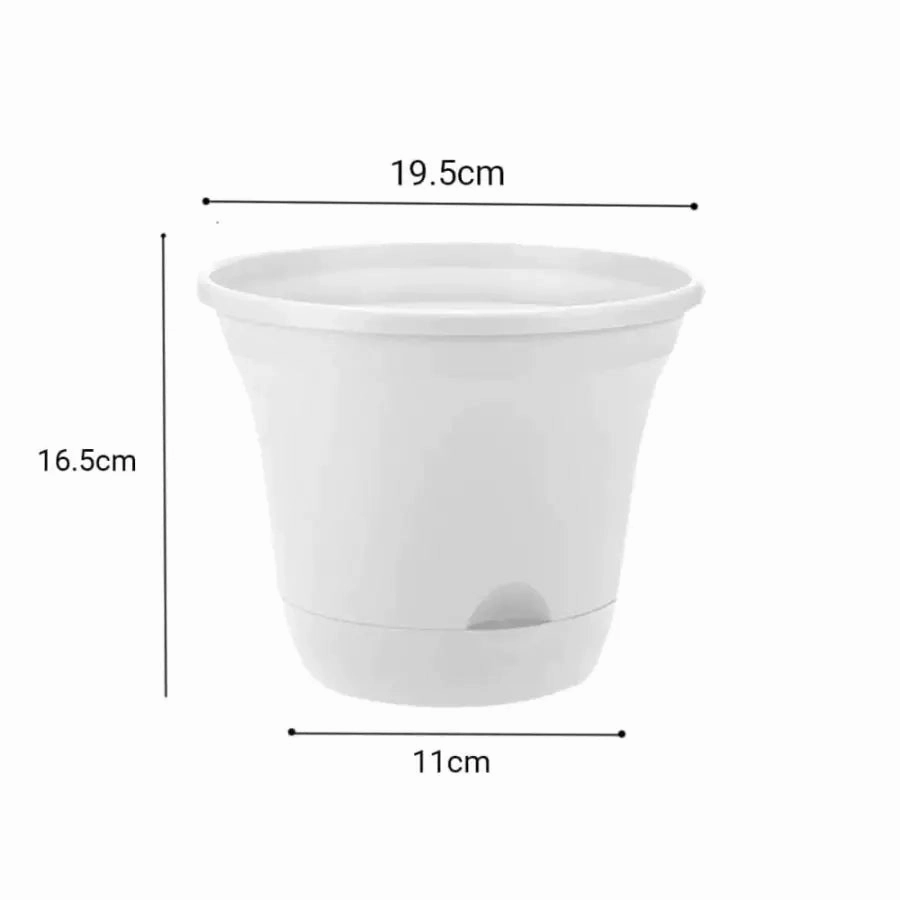 Set of 3 x 19.5 cm Beige Self Watering Plastic Planter for Indoors or Outdoors