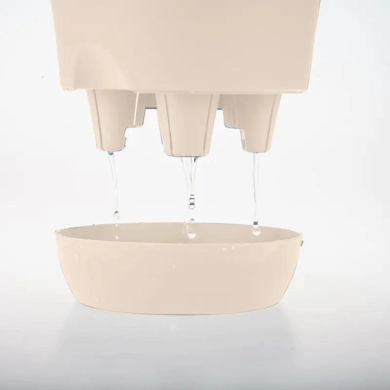 Set of 3 x 19.5 cm Beige Self Watering Plastic Planter for Indoors or Outdoors