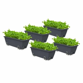 Set of 5 x 49.5cm Black Rectangular Planter,flowerpot set decor
