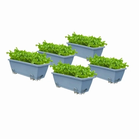 Set of 5 x 49.5cm Blue Rectangular Planter,flowerpot set decor