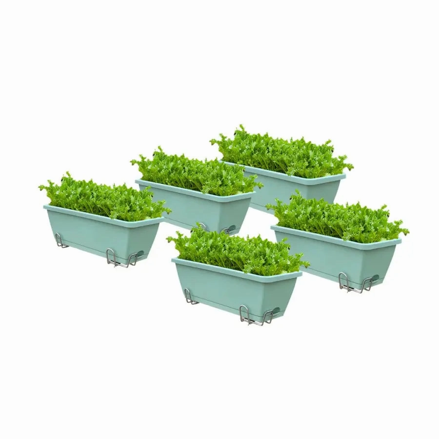 Set of 5 x 49.5cm Green Rectangular Planter,flowerpot set decor