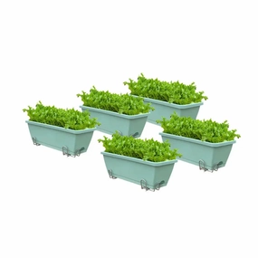 Set of 5 x 49.5cm Green Rectangular Planter,flowerpot set decor