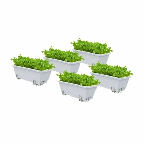 Set of 5 x 49.5cm White Rectangular Planter,flowerpot set decor