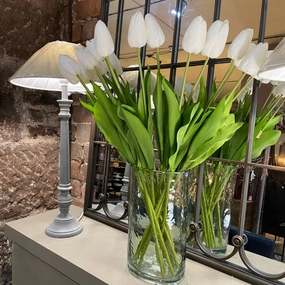 Set of Three Long Stem White Faux Tulips 65cm,dried artificial flower