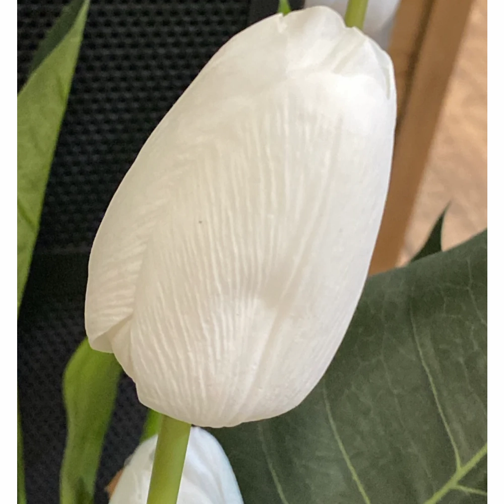 Set of Three Long Stem White Faux Tulips 65cm