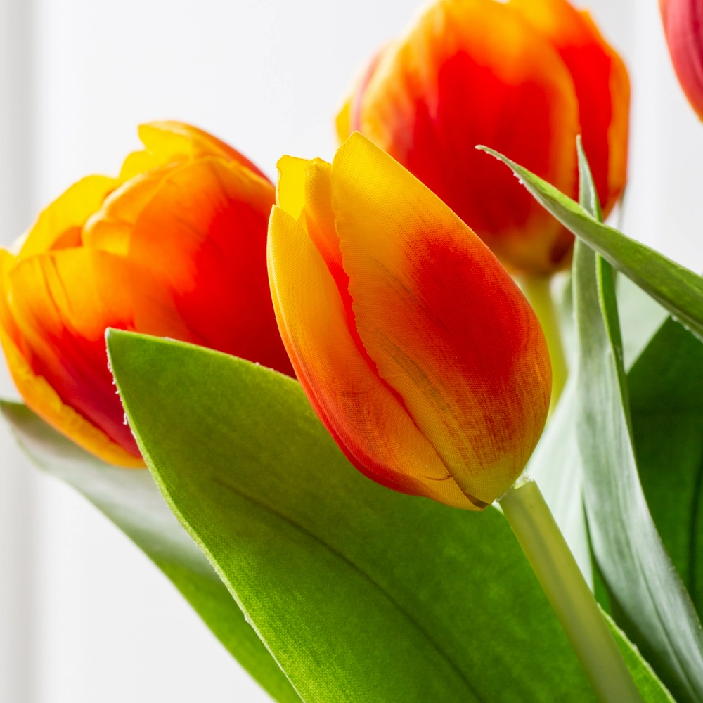 Set of Three Mixed Burnt Orange Faux Tulip Stems 39cm