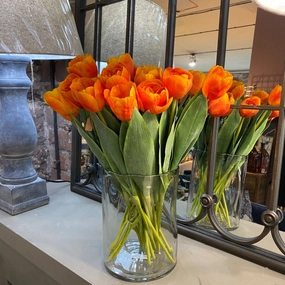 Set of Three Mixed Burnt Orange Faux Tulip Stems 39cm,dried artificial flower