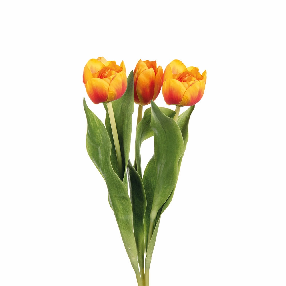 Set of Three Mixed Burnt Orange Faux Tulip Stems 39cm