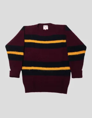 SHAGGY DOG GESTREIFTES PULLOVER - BURGUNDER/BLAU/GELB KLASSISCHE PASSFORM
