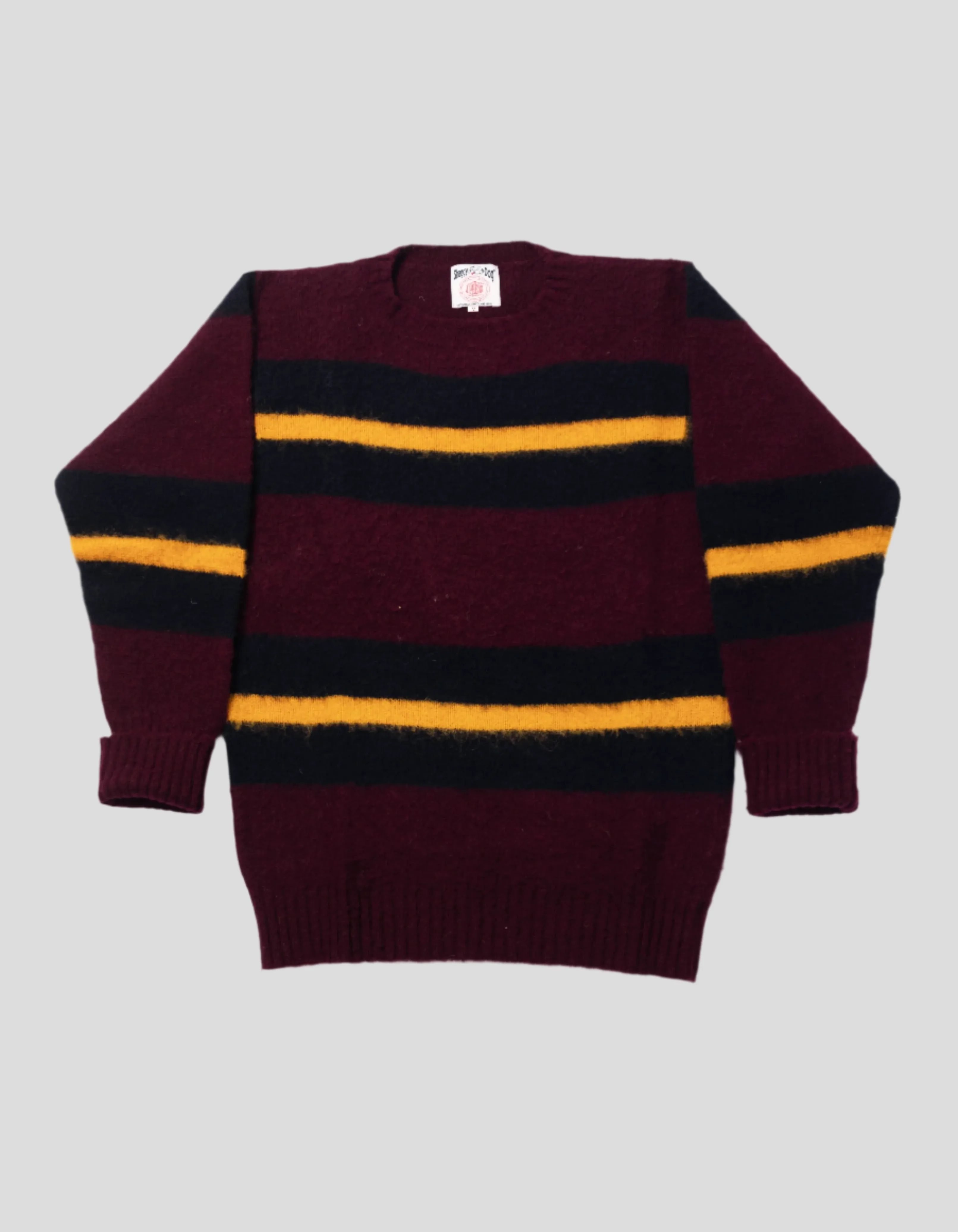 SHAGGY DOG GESTREIFTES PULLOVER - BURGUNDER/BLAU/GELB KLASSISCHE PASSFORM