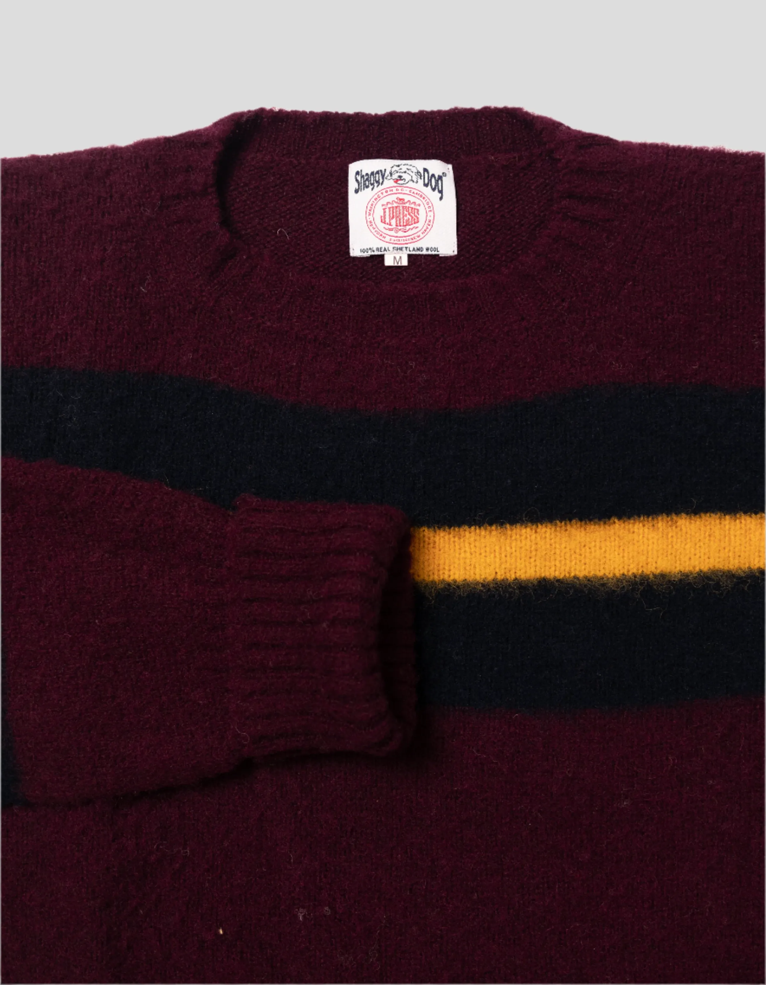 SHAGGY DOG GESTREIFTES PULLOVER - BURGUNDER/BLAU/GELB KLASSISCHE PASSFORM