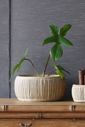 Shallow Faux Rattan Planter Large,indoor flower container
