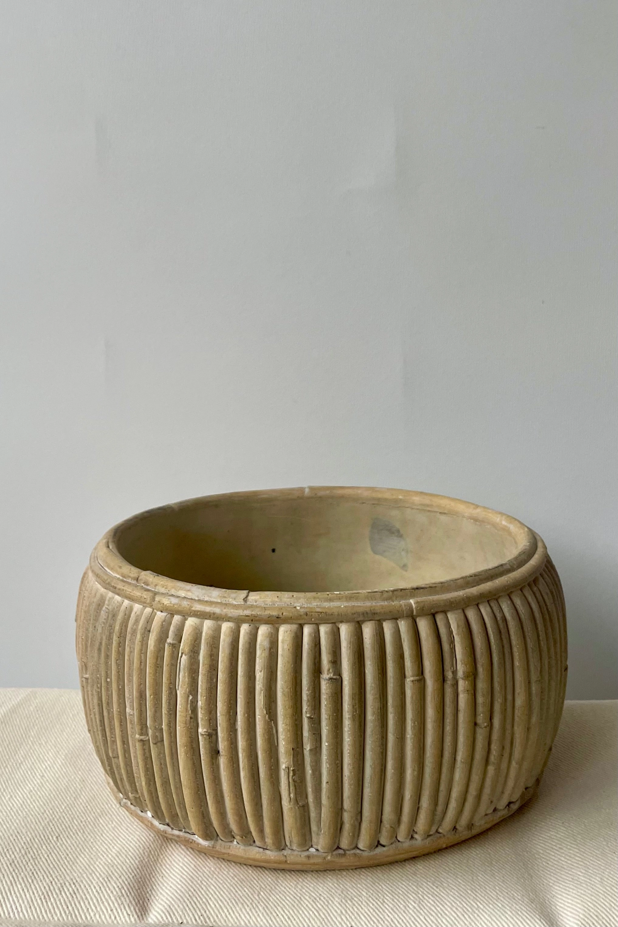 Shallow Faux Rattan Planter Large