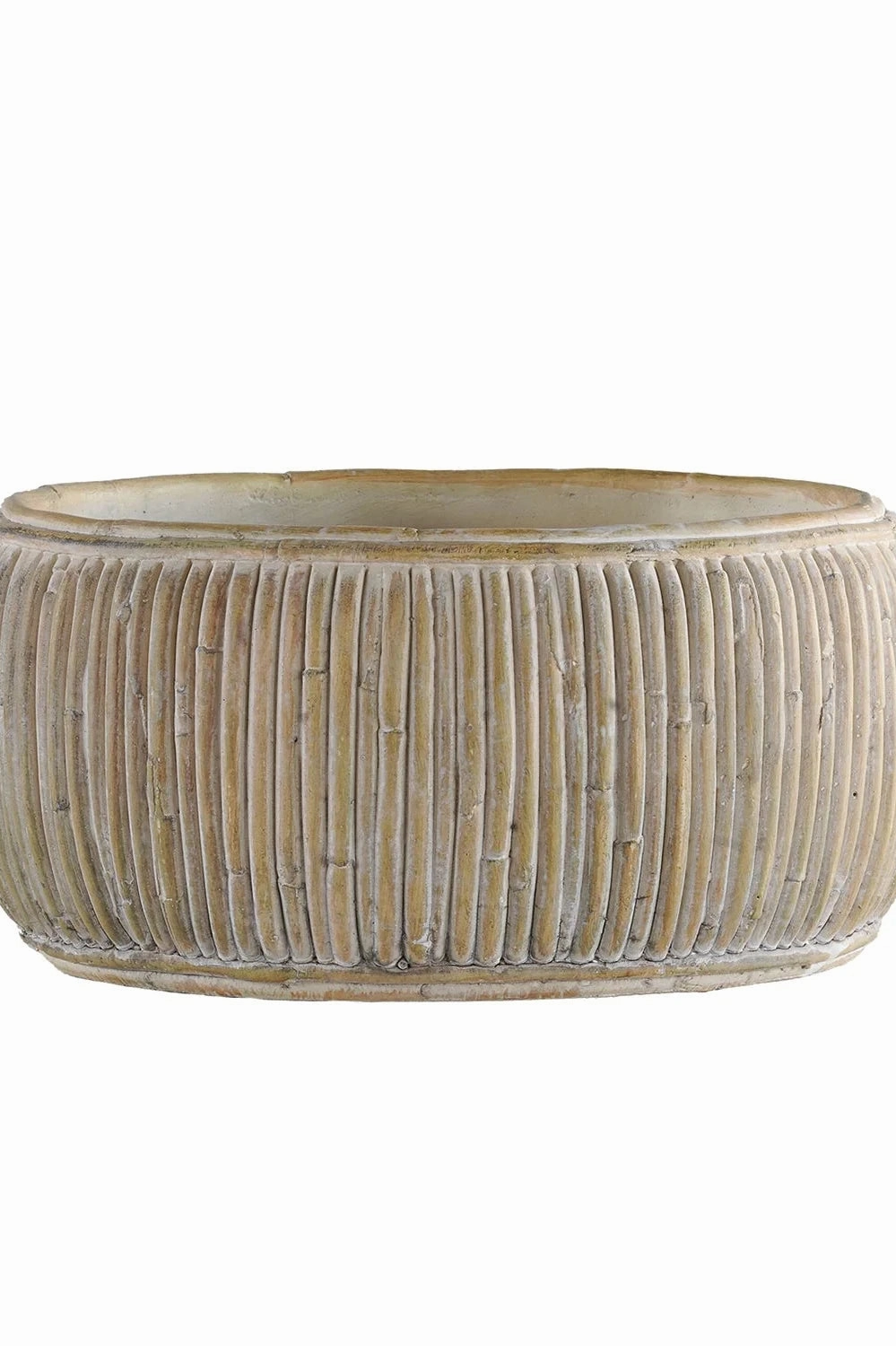 Shallow Faux Rattan Planter Large