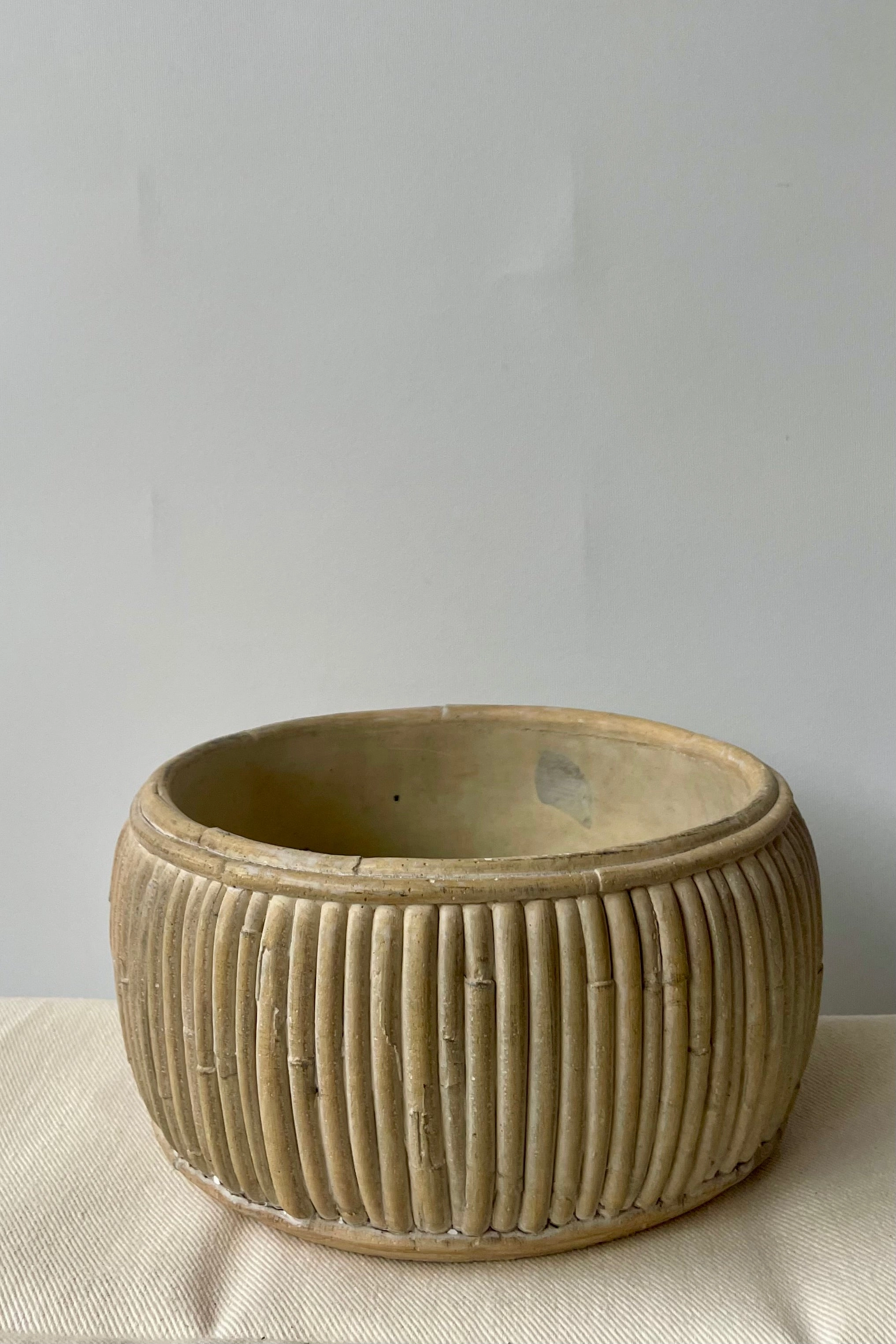 Shallow Faux Rattan Planter Small