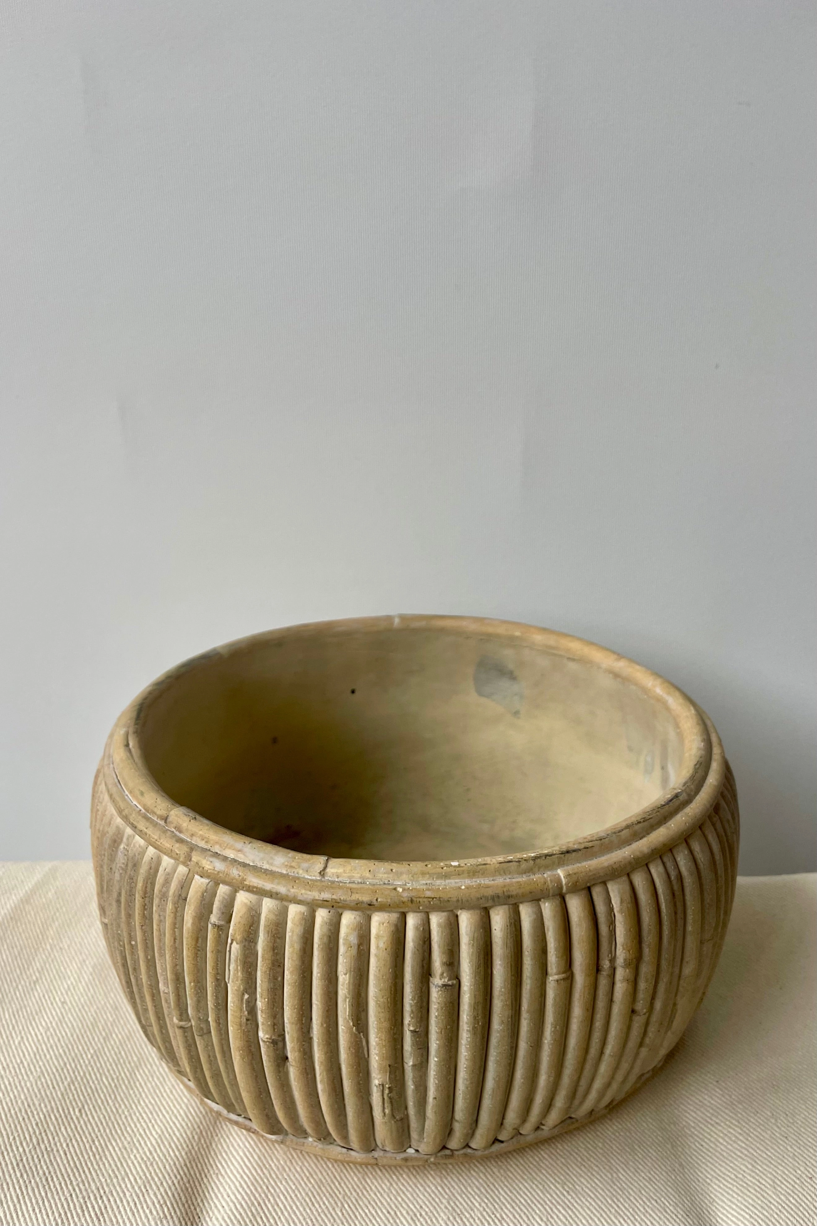 Shallow Faux Rattan Planter Small