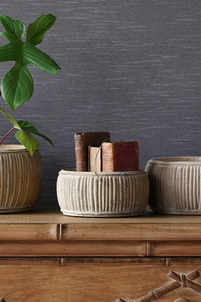 Shallow Faux Rattan Planter Small,indoor flower container