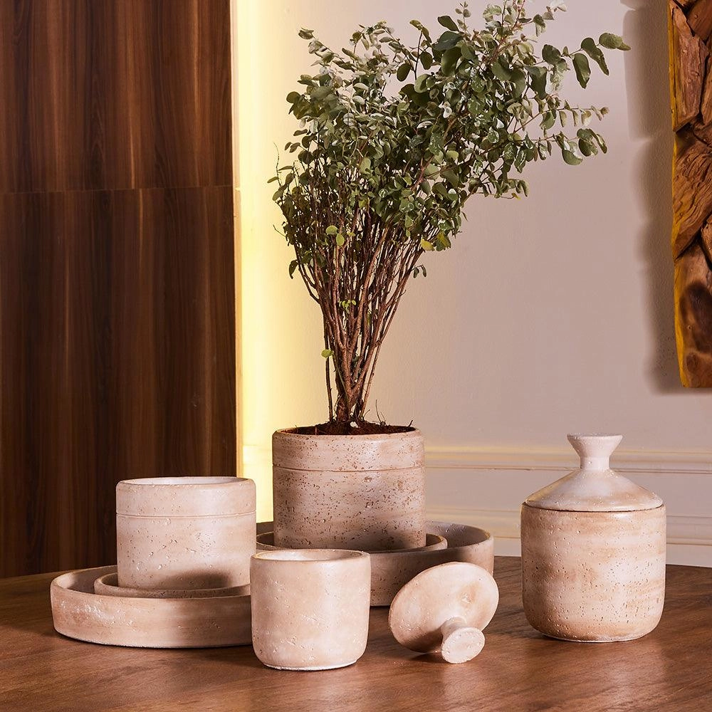 Sharona Cement Pot,hand-painted ceramic vase