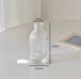 Short Striped Crystal Bud vase 4 H wedding centerpiece,aesthetic flower vase