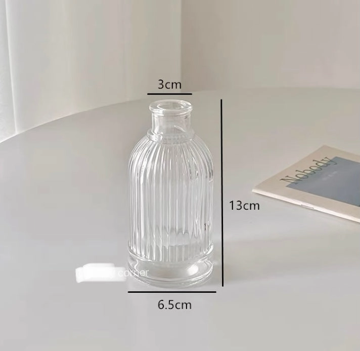 Short Striped Crystal Bud vase 4 H wedding centerpiece,aesthetic flower vase