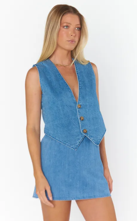Show Me Your Mumu All Night Skort - Denim in Salzwasserfarbe