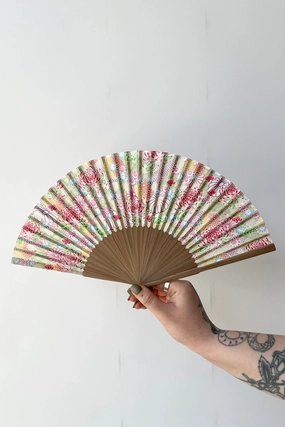 Silk Fan Pale Green with Chrysanthemums,potted plant decor
