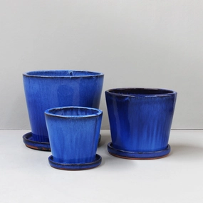 Silk Road Fireworks Blue Cover Pot with saucers,terracotta plant pot