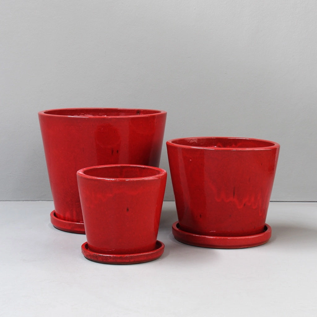 Silk Road Royal Red Cover Pot with saucers,terracotta plant pot