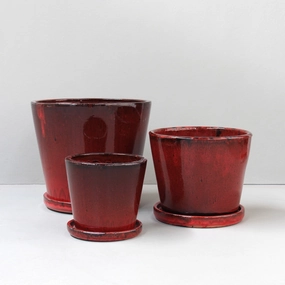 Silk Road Tropical Red Cover Pot with saucers,terracotta plant pot