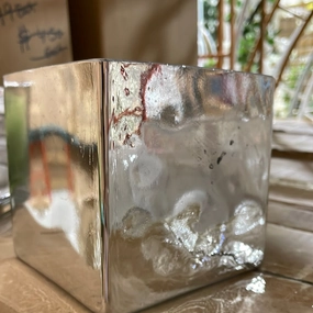 SILVER 5" with imperfection CUBE solid VASE - SIL2,aesthetic flower vase